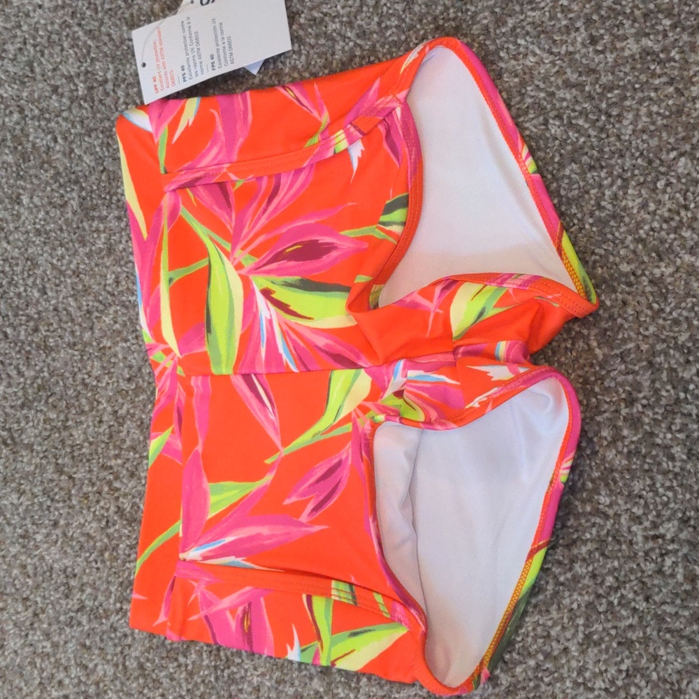 NWT Girls Old Navy Dolphin Hem Swim Shorts - Pattern: Bird of Paradise - Size M - Picture 1 of 4